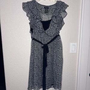 Elegant Sam &‎ Max Black and White Ruffle Dress, Fairy, Goth